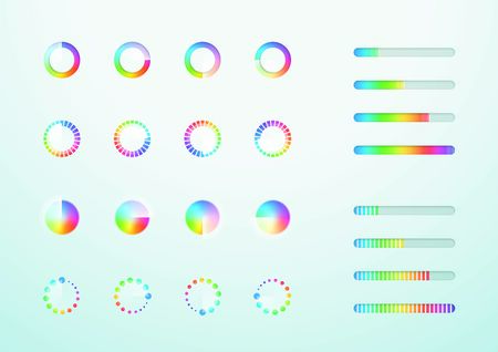 Loading Icon Progress Bar Symbol Set Colorful Vectorのイラスト素材