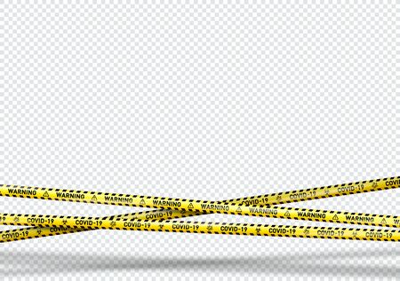 Coronavirus Covid-19 Yellow Warning Tape Backgroundのイラスト素材