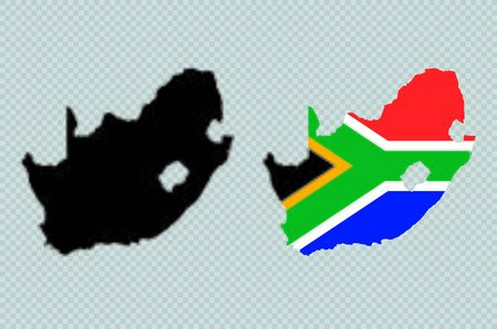 South Africa Black Detailed Map Vector With Flagのイラスト素材