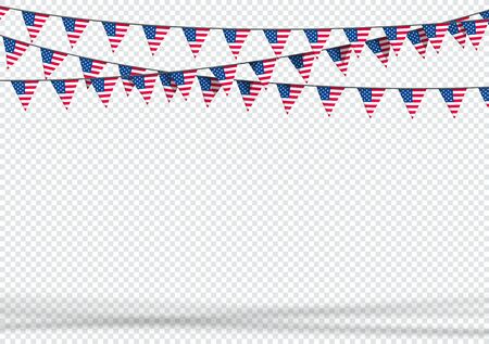 Bunting Hanging Banner USA American Flag Triangle Backgroundのイラスト素材