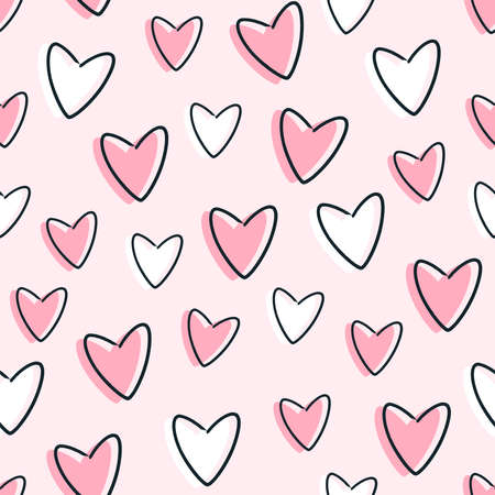 Love Heart Seamless Pattern Valentines Day Background
