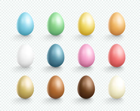 Easter Eggs Vector Element Plain Colors Set 3d Isolatedのイラスト素材