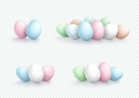 Easter Egg Pile Vector Elements Speckled 3d Isolated Setsのイラスト素材