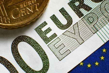 close-up of part of hundred euro banknote
