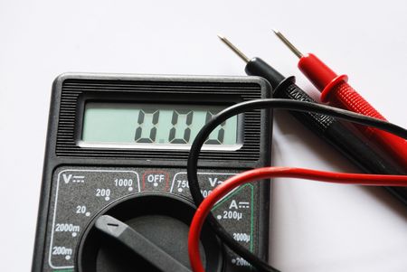 part of black digital multimeter; switch and cable