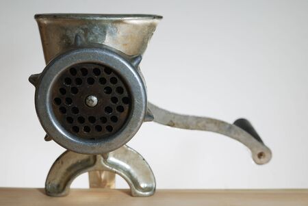 close-up of old vintage  aluminium meat grinder の写真素材