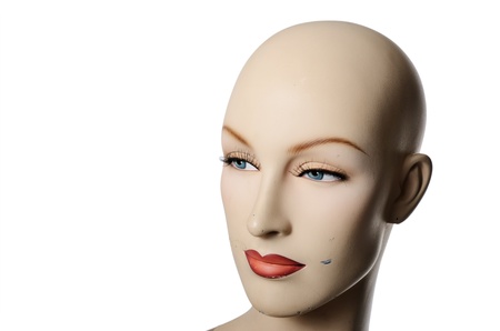 headshot of a female manneqin over whiteの写真素材