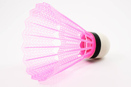 pink badminton shuttlecock on a white の写真素材