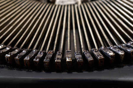 part of vintage portable typewriter with Cyrillic letters