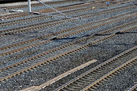 railway junction with many railways at Pasila station in Helsinki, Finland