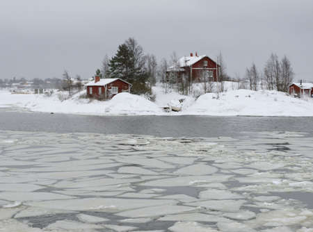 lonely house and sauna on a small island in the Baltic Sea in Finland