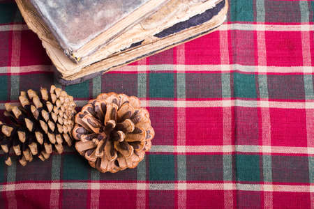 old books and bumps on the table of the cloth