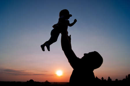 silhouette at sunsetの写真素材