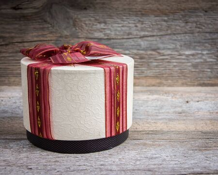 Gift box on a wooden の写真素材