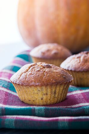 Homemade Autumn Pumpkin Muffinの写真素材