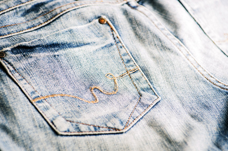 blue jeans back pocketの写真素材