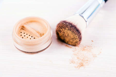 Brush with powder foundations