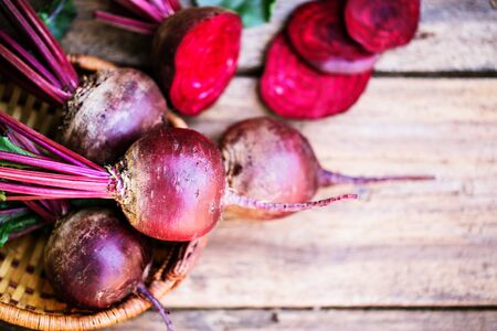 Fresh beet on wooden background