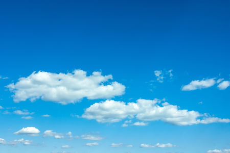 beautiful blue sky with clouds and sunの写真素材