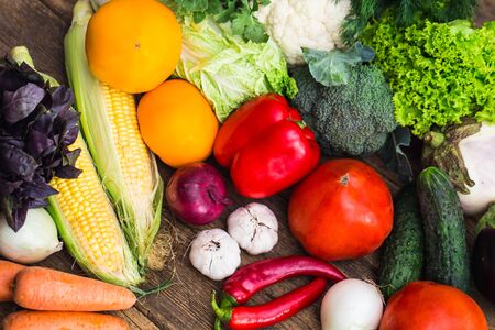Composition with assorted raw organic vegetablesの写真素材