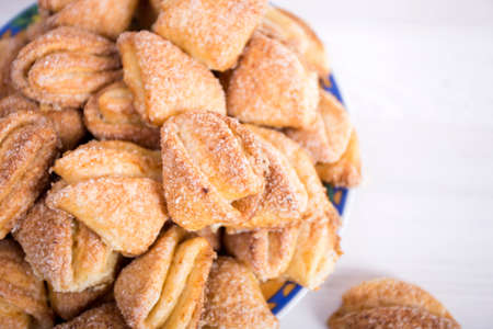 cookies cottage cheese on a white wooden backgroundの写真素材