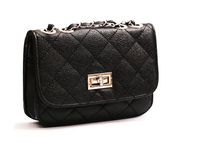 luxury leather female bag isolated on white backgroundの写真素材