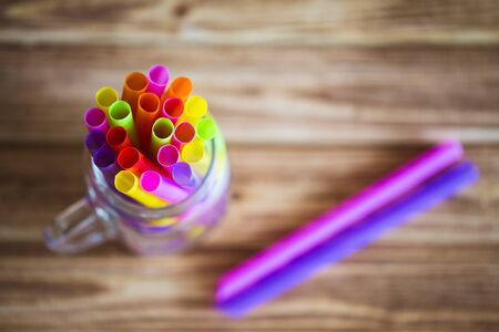 Abstract background from many multi-color tubules for a cocktailの写真素材