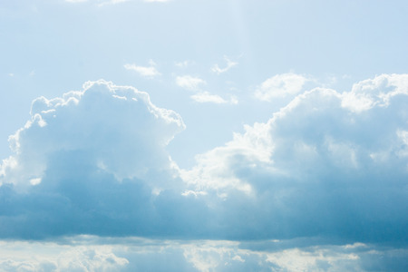 Beautiful blue sky with clouds and sunの写真素材