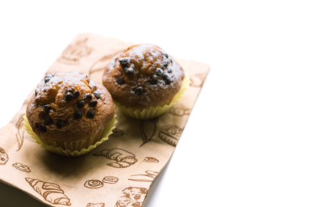Homemade chocolate chip muffinsの写真素材