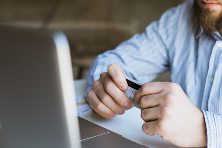 Man working on laptop computerの写真素材