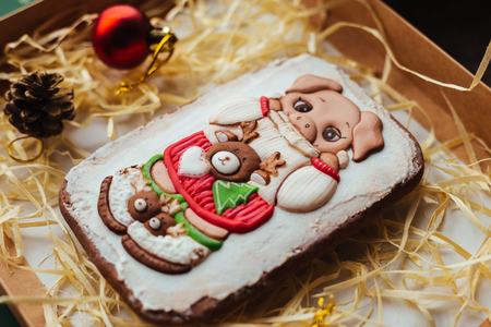 Christmas homemade gingerbread cookiesの写真素材