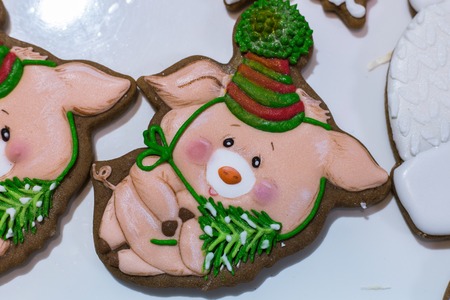 Christmas homemade gingerbread cookiesの写真素材