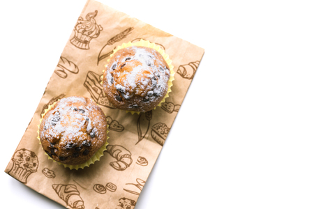 Homemade chocolate chip muffinsの写真素材