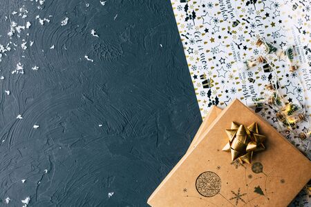 Gifts for Christmas on a black background.