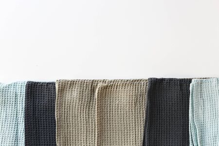 Kitchen towels on white backgroundの写真素材