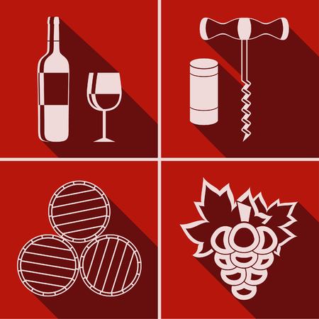 Set of flat icon of wine themeのイラスト素材