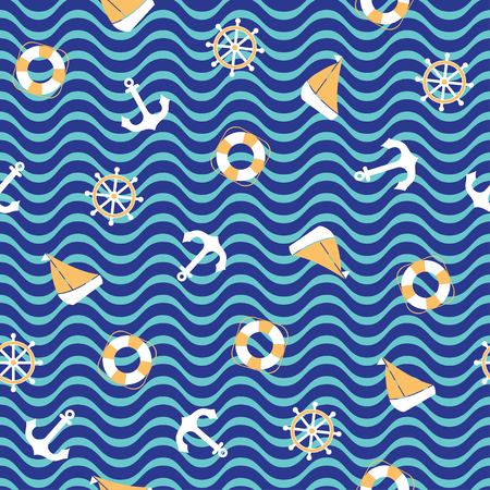 Seamless nautical patternのイラスト素材