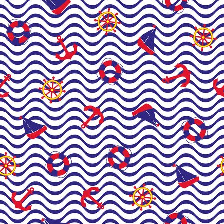 Seamless nautical patternのイラスト素材