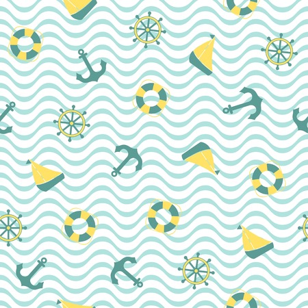 Seamless nautical patternのイラスト素材