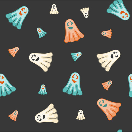 Halloween seamless pattern with ghostsのイラスト素材