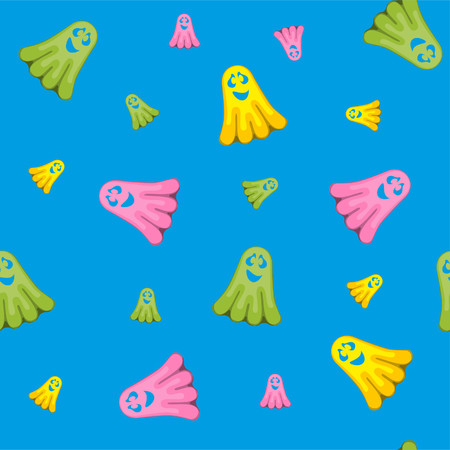 Halloween seamless pattern with ghostsのイラスト素材