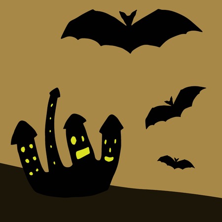 Orange card Happy Halloweenのイラスト素材