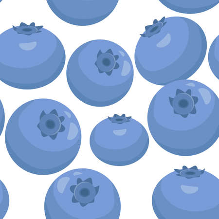 seamless background with blueberries. Beautiful seamless vector pattern with blue berriesのイラスト素材