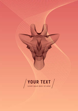 Giraffe head geometric gradient covers A4 template. Animals pattern, placard, poster on colorful background vector illustrationのイラスト素材