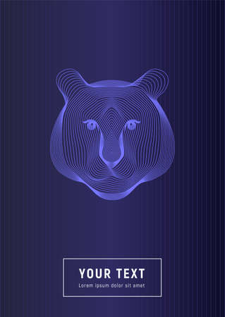 Tiger head geometric gradient covers A4 template. Animals pattern, placard, poster on colorful background vector illustrationのイラスト素材