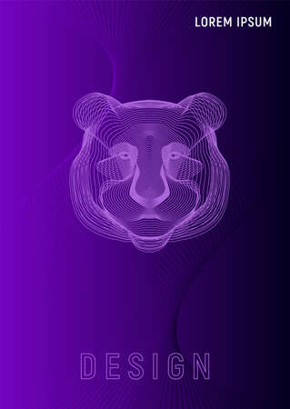 Panda head geometric gradient covers A4 template. Animals pattern, placard, poster on colorful background vector illustrationのイラスト素材