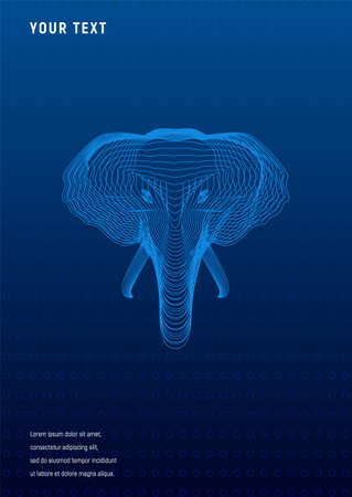 Elephant head geometric gradient covers A4 template. Animals pattern, placard, poster on colorful background vector illustrationのイラスト素材