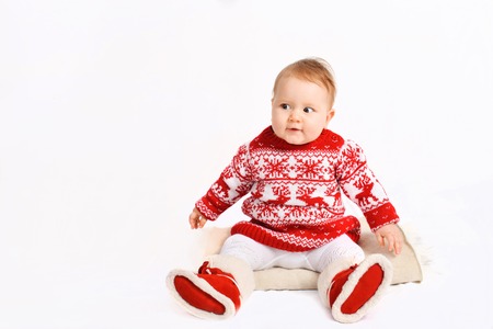 little girl in christmas costume. new yearの写真素材