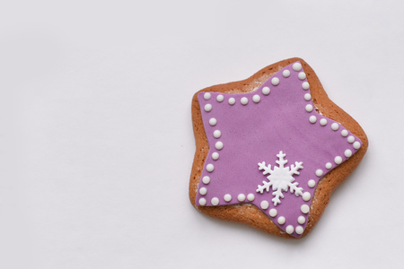 star with a snowflake Christmas cookies, isolatedの写真素材