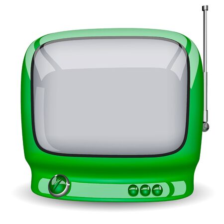 Toy green television on a white backgroundのイラスト素材